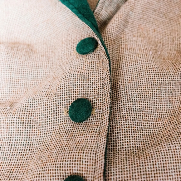 Ilgwu 1960s green and grey wool and velvet dress size 4 - Picture 7 of 9